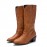 Women Leather Embroidery Pattern Pointy Toe Chunky Heel Trendy Knight Cowboy Boots