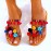 Large Size Summer Women Fur Ball Colorful Bohemian Comfy Flat Sandals