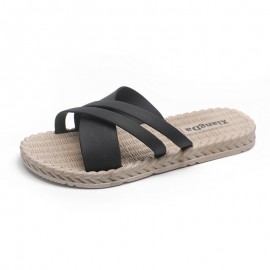 Women Soft Sole Solid Color Cross Strap Home Shoes Slippers