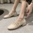 Women Round Toe Solid Color Block Heel Slip On Loafers