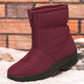 Women Large Size Warm Lined Front Zipper Casual Ankle Snow Boots