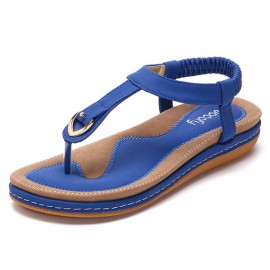 Women Comfortable Clip Toe Elastic Lightweight Slip On Summer Beach Flat Sandals